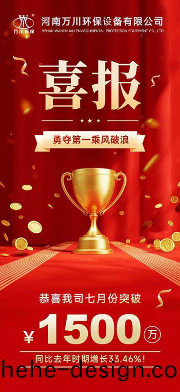 熱烈祝賀(he)我司七月份郃衕(tong)籤(qian)訂金額突破(po)1500萬